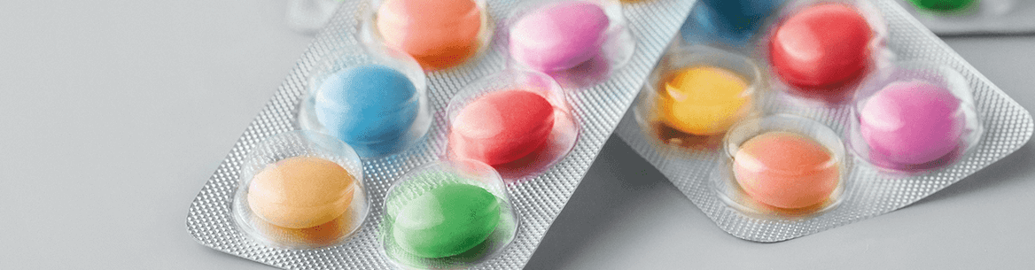 colorful pills blisters pharma packaging