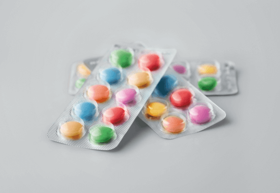 colorful pills in a blister