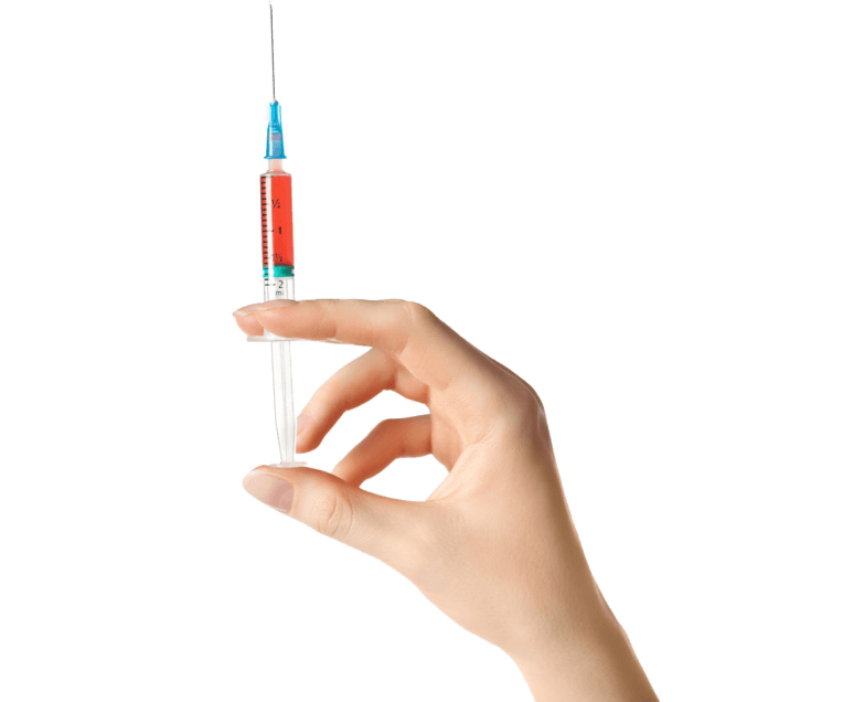 Injectable drug delivery Hand with syringe